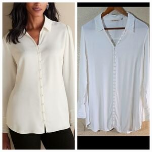 Soft Surroundings Elegant White Button-Up Blouse